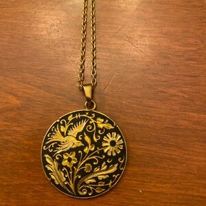 Vintage Gold Floral Pendant Necklace